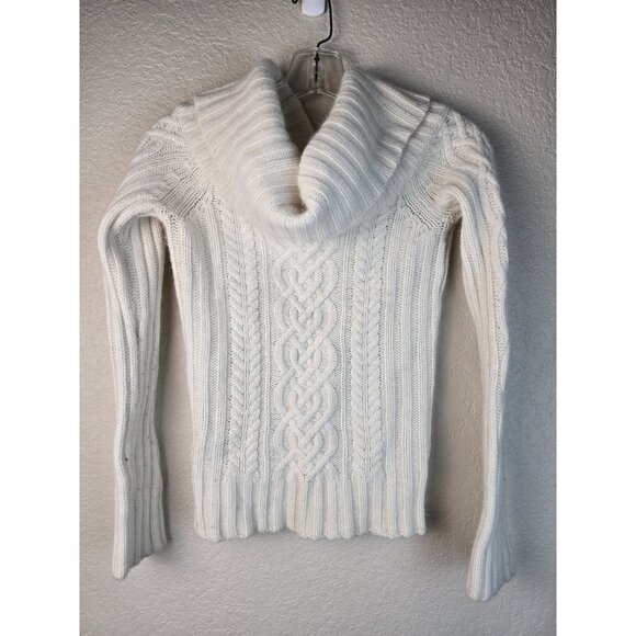 Y2k Abercrombie Vintage Cable Knit Off Shoulder Wool Angora Cashmere Sweater L - Picture 1 of 6